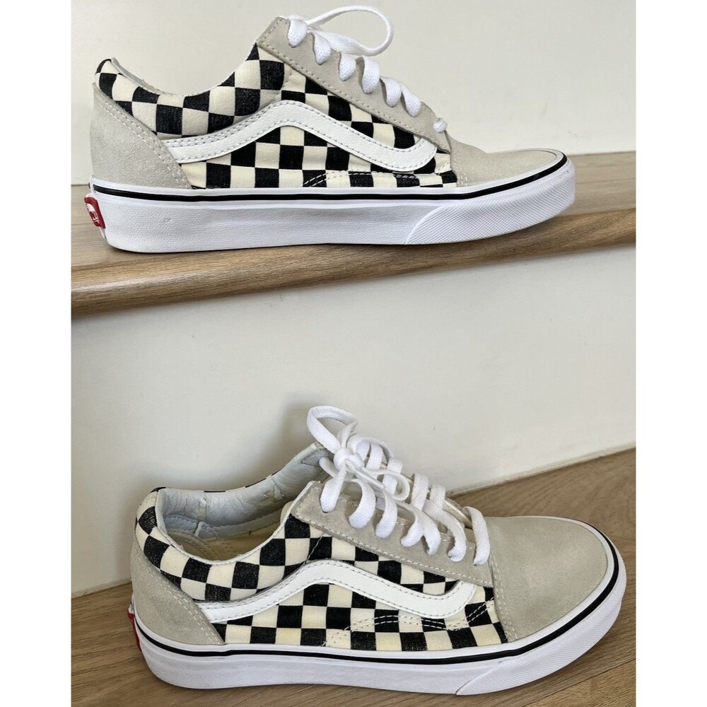 Vans Old School Checkerboard Black & Cream Skate Shoes Men 6/Women7.5 Grunge